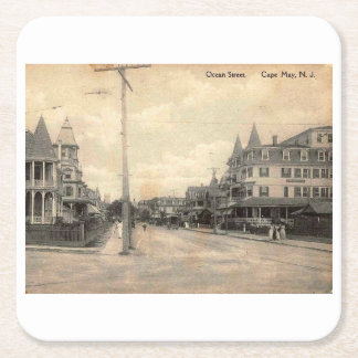 Cape May NJ, Ocean Street, c1910  Vierkante Kartonnen Onderzetter