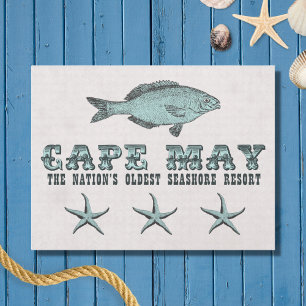  Cape May NJ Oudste Seashore Resort Beach Briefkaart