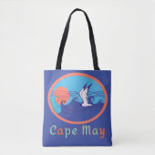 Cape May NJ Seagull Ocean Waves en Sun Large Tas (Voorkant)