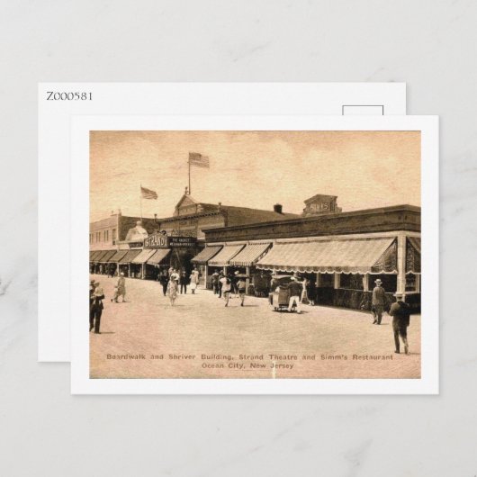 Cape May NJ, Shriver Building, Boardwalk, Briefkaart (Voorkant / Achterkant)