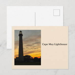 Cape May Vuurtoren Zonsondergang Ansichtkaart Feestdagenkaart