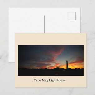 Cape May Vuurtoren Zonsondergang Ansichtkaart Feestdagenkaart
