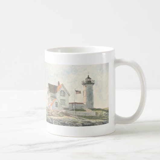 Cape Neddick Lighthouse Watercolor Koffiemok (Rechts)