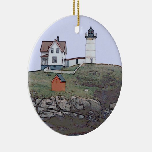 Cape Neddick Nubble Lghthouse Maine Keramisch Ornament (Rechts)