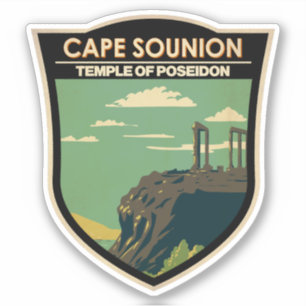 Cape Sounion Griekenland Reizen Kunst Vintage Sticker