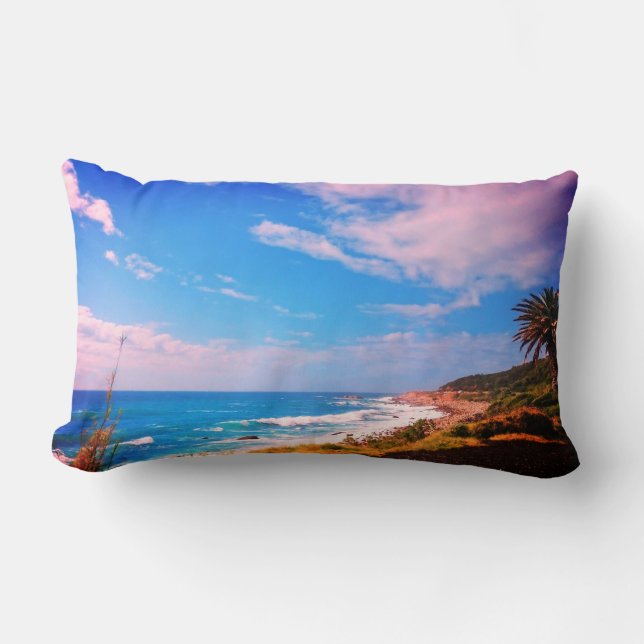 Cape Town Oceaan Palm Beach Landschap Worp Kussen (Voorkant)