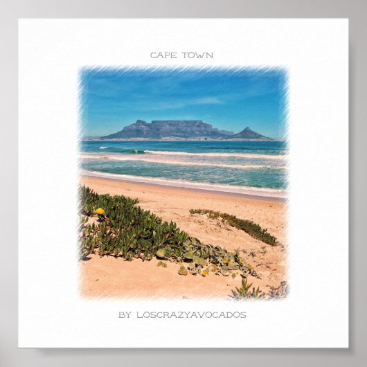 Cape Town Table Mountain Beach Ocean Poster (Devant)