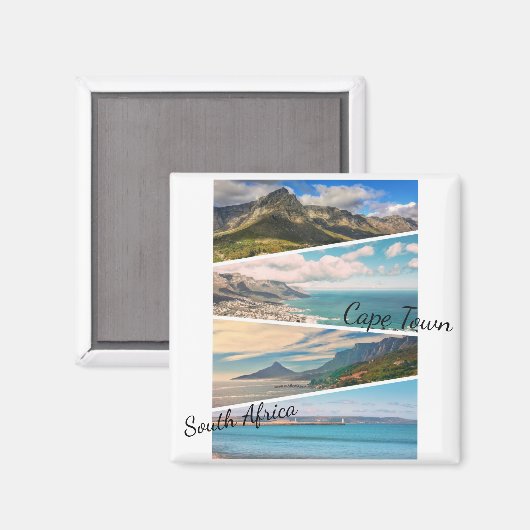 Cape Town Table Mountain Ocean Collage Magnet (Recto/Verso)