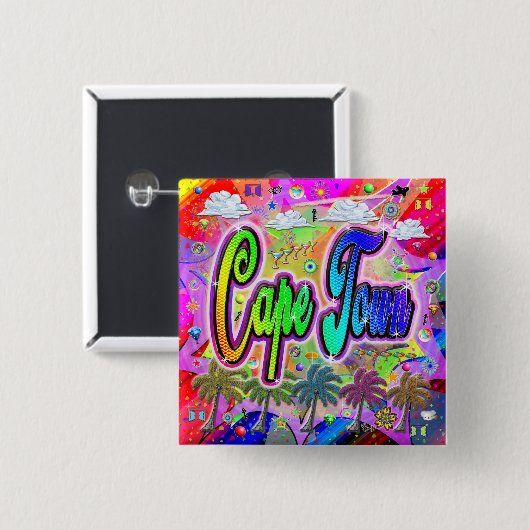 Cape Town Vista Express-Button Vierkante Button 5,1 Cm (Voorkant /achterkant)