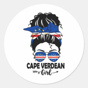 Cape-verdiaans meisje met rommelige knot en Kaapve Ronde Sticker