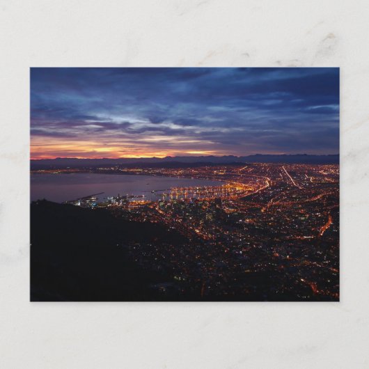 Capetown 's nachts briefkaart (Voorkant)