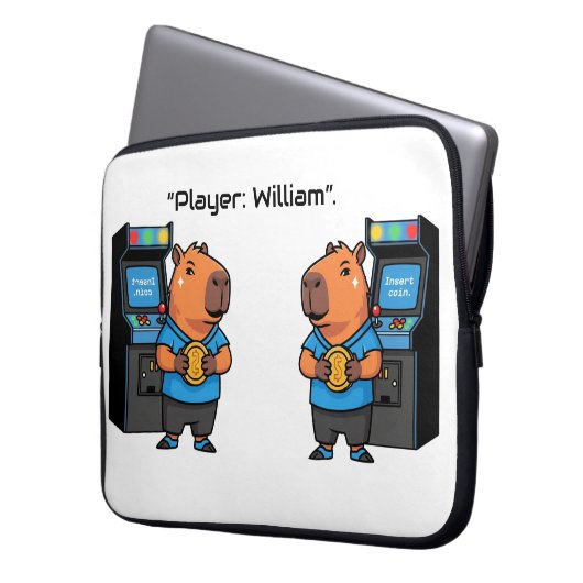 Capibara Arcade Retro Laptop Sleeve (Voorkant Links)