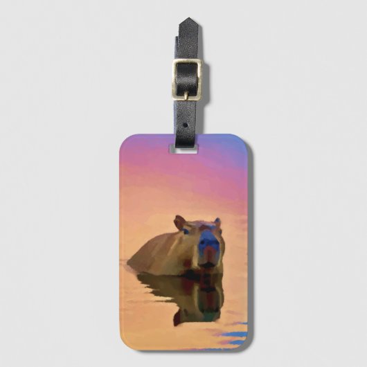 Capibara komt uit een rustig meer bagagelabel (Voorkant (verticaal))