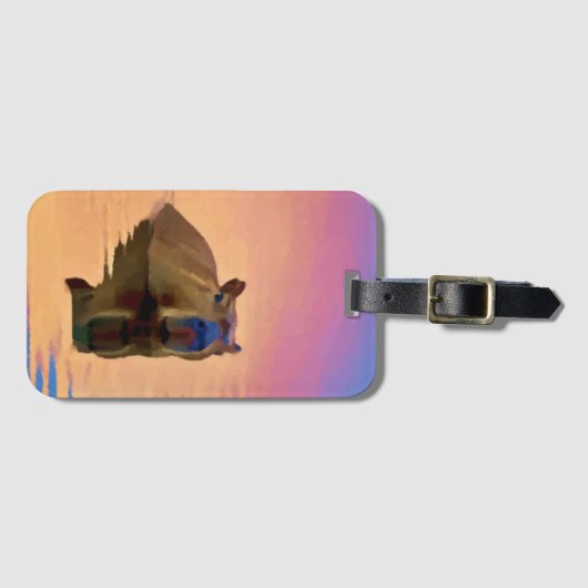 Capibara komt uit een rustig meer bagagelabel (Voorkant (horizontaal))