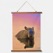 Capibara komt uit een rustig meer hangend wandkleed (Voorkant)