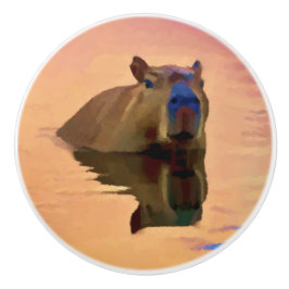 Capibara komt uit een rustig meer keramische knop