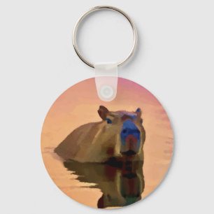Capibara komt uit een rustig meer sleutelhanger