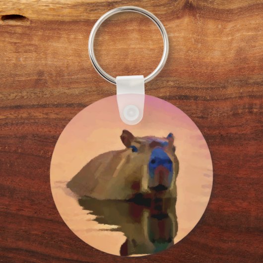 Capibara komt uit een rustig meer sleutelhanger (Voorkant)