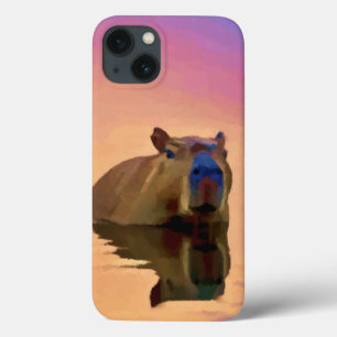Capibara komt uit een rustige kunstvorm iPhone 13 hoesje