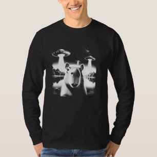 Capibara Selfie Invasie UFO Grappig Capibara Motie T-shirt
