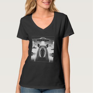 Capibara Selfie Invasie UFO Grappig Capibara Motie T-shirt