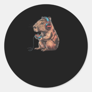 Capibara speler totale onderdompeling in het virtu ronde sticker