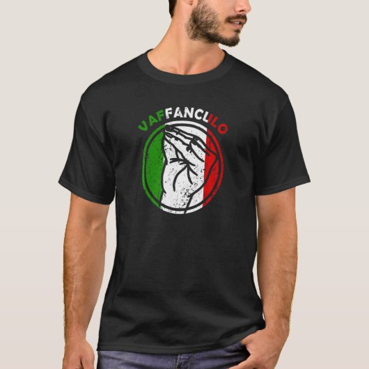 Capisci Vaffanculo Italiaanse vlag Handgebure T-shirt (Voorkant)