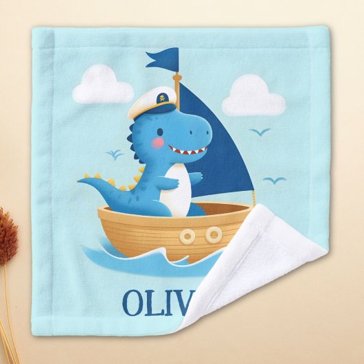 Capitaine de bateau dinosaure bleu mignon