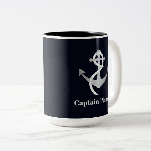 Capitaine fait sur commande Mug avec l'Ancre (Devant droit)