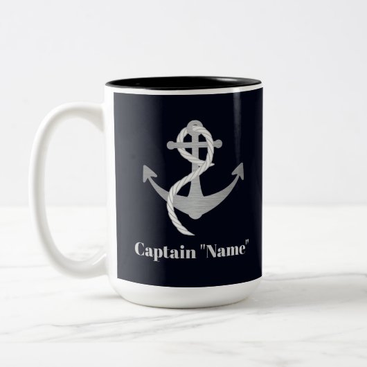 Capitaine fait sur commande Mug avec l'Ancre (Gauche)