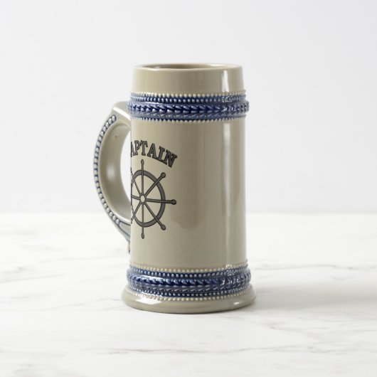 Capitaine Helm Nautical Blue Stein Mug (Devant gauche)