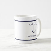 Capitaine nautique Ancre avec votre nom de Mug (Devant droit)