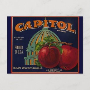 Capital Apple Label Sacramento Briefkaart