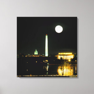Capitol Building, Lincoln Memorial, Washington Canvas Afdruk
