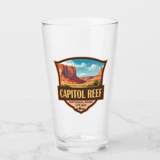 Capitol Reef National Park Illustratie Retro Art Glas (Voorkant)