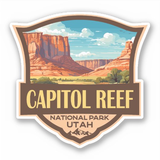 Capitol Reef National Park Illustratie Retro Art Sticker (Voorkant)