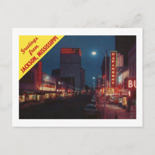Capitol St. at Night, Jackson MS Briefkaart