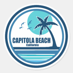 Capitola Beach California palmvogels Ronde Sticker