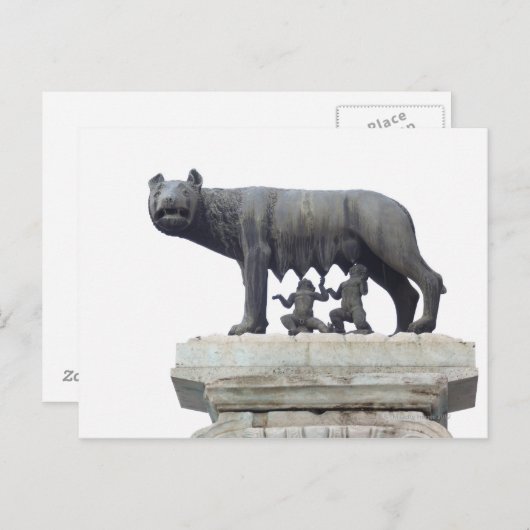 Capitoline Wolf Statue (Zij-wolf zuigt op), Briefkaart (Voorkant / Achterkant)