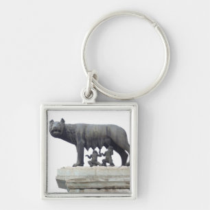 Capitoline Wolf Statue (Zij-wolf zuigt op), Sleutelhanger