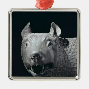 Capitoline zij-Wolf Metalen Ornament
