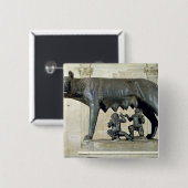 Capitoline zij-Wolf Vierkante Button 5,1 Cm (Voorkant /achterkant)