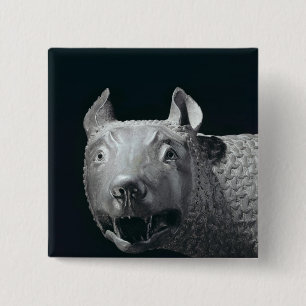 Capitoline zij-Wolf Vierkante Button 5,1 Cm