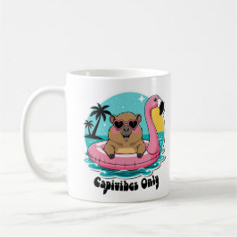 Capivara Estilosa no Verão com Boia Rosa Koffiemok