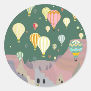 Cappadocia Night Art   Luchtballon Turkije Ronde Sticker