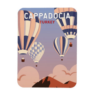 Cappadocia Turkey Retro Travel Art  Magneet
