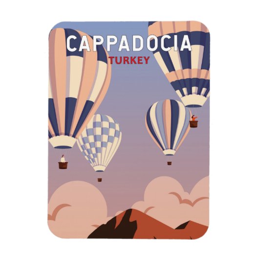Cappadocia Turkey Retro Travel Art  Magneet (Verticaal)