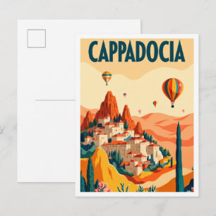 Cappadocia Turkije Kunst vintage Reizen Briefkaart