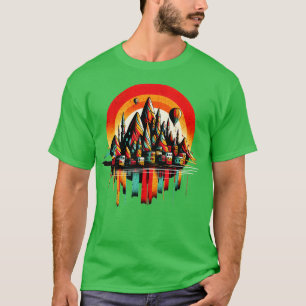 Cappadocia Turkije Levendige Retro Cirkel Ontwerp T-shirt