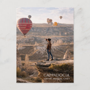 Cappadocië Turkije Heete Luchtballon Aquarel Feestdagenkaart